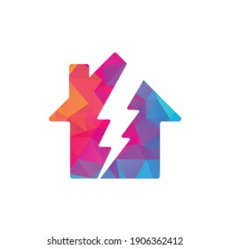 Home thunder logo design. House Power Energy Logo Design Element.