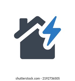 Home Thunderstorm Icon (Simple Vector Illustration)