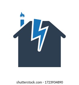 Home thunderstorm icon. Thunderbolt icon