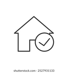 Home with tick icon isolated on white background. Approved symbol modern, simple, vector, icon for website design, mobile app, ui. Vector Illustration