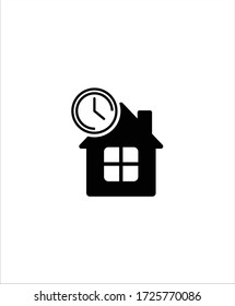 home with time icon,vector best flat icon.