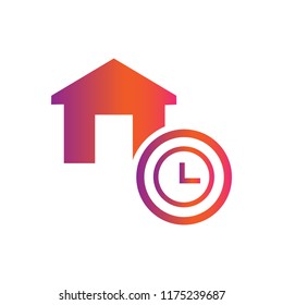 home and time vector icon	