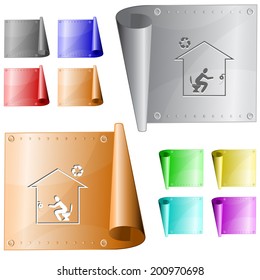 Home toilet. Vector metal surface.