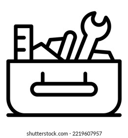 Home tool box icon outline vector. Work construction. House wood