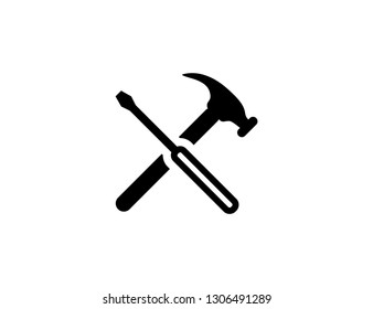 Home tool hammer and screw driver icon