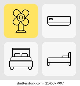 Home Tool icon. Yellow. Line. Outline. Black. Simple icon. Indoor furniture