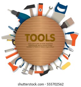 Home tools diy toolbox renovation construction. Vector illustration