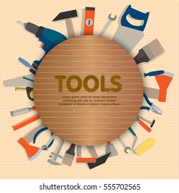 Home tools diy toolbox renovation construction. Vector illustration