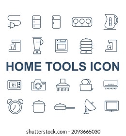 herramientas domésticas, línea vectorial doméstica para web, presentación, logotipo, símbolo de icono.