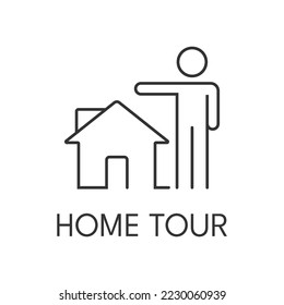 Home tour icon outline.  Real estate vector illustration