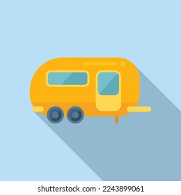 Home trailer icon flat vector. Car caravan. Travel tent