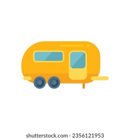 Home trailer icon flat vector. Car caravan. Travel tent isolated