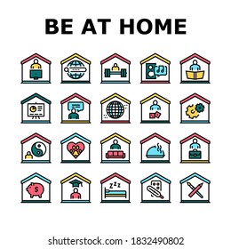Home Training Course Collection Icons Set Vector. Cooking And Painting, Finance And Business Education Online Home Training Concept Linear Pictograms. E-learning Color Contour Illustrations