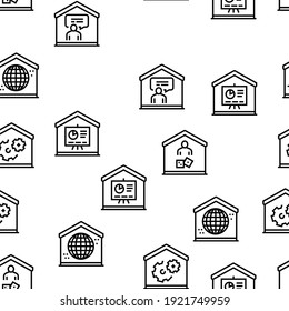 Home Training Course Vector Seamless Pattern Thin Line Illustration