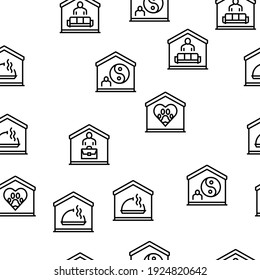 Home Training Course Vector Seamless Pattern Thin Line Illustration