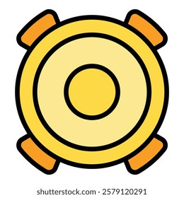 Home trampoline icon outline vector. House backyard. Children pool color flat