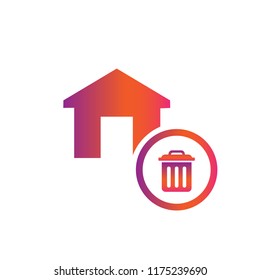 home and trash bin vector icon	
