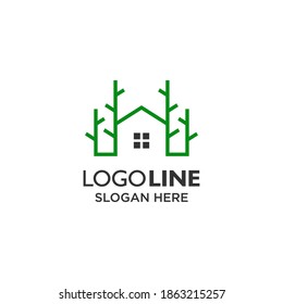 Haus und Baum für umweltfreundliches Logo-Design	