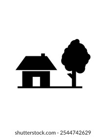home with tree icon, vector best flat icon.