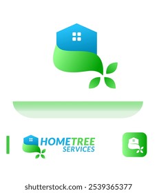  home tree and home leaf logo for environment cleaning and interior exterior design