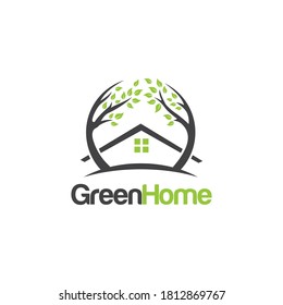 Home with tree logo concept template vector