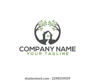 Plantilla De Logotipo Natural Del Hogar Y El Árbol. Concepto único de diseño de vectores para el hogar natural.