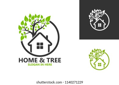 Home And Tree Nature Logo Template Design Vector, Emblem, Design Concept, Creative Symbol, Icon