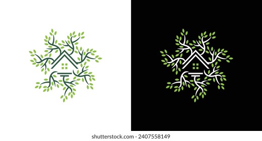 Home And Tree Nature Logo Template