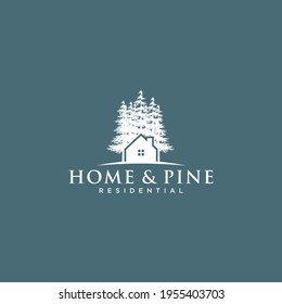 home and tree pines, spruce, cedar design illustration vector