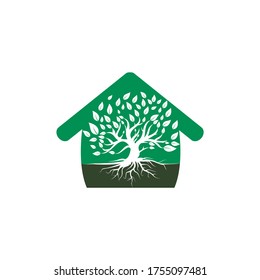 Home Tree Roots vector logo design.