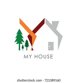 home and trees logo for property or housing business
