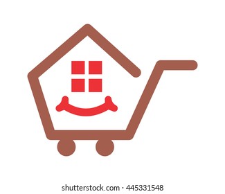home trolley cart carry carriage image vector icon logo