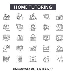 Home tutoring  line icon signs. Linear vector outline illustration set concept.