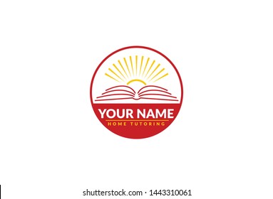 Home tutoring logo design in circle. Isolated on white background.