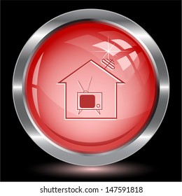 Home TV. Internet button. Vector illustration.