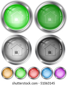 Home TV. Vector internet buttons.