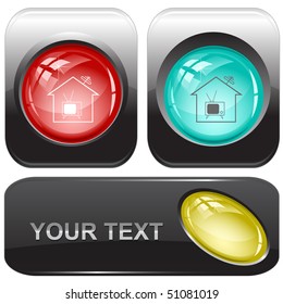 Home TV. Vector internet buttons.