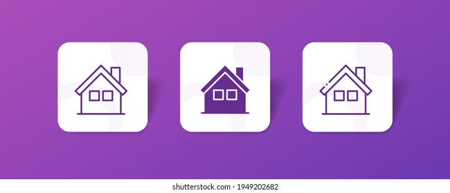 home with two window pixel perfect icon set bundle in line, solid, glyph, 3d gradient style