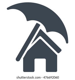 Home under Umbrella icon. Vector style is flat iconic symbol, smooth blue color, white background.