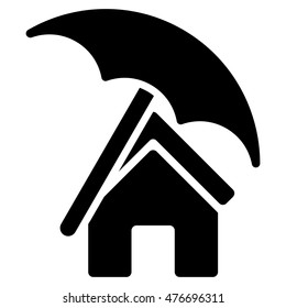 Home under Umbrella icon. Vector style is flat iconic symbol, black color, white background.