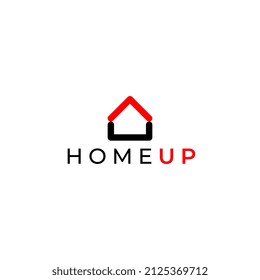 home uparrow line red logo