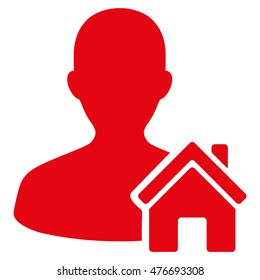 Home User icon. Vector style is flat iconic symbol, red color, white background.