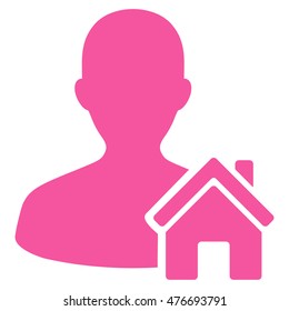Home User icon. Vector style is flat iconic symbol, pink color, white background.