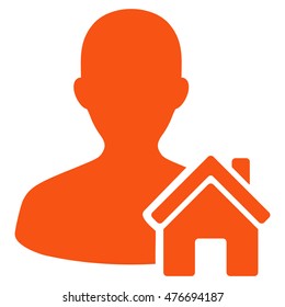Home User icon. Vector style is flat iconic symbol, orange color, white background.