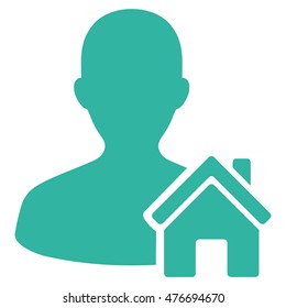 Home User icon. Vector style is flat iconic symbol, cyan color, white background.