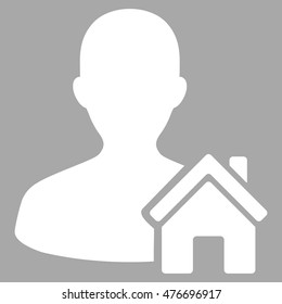 Home User icon. Vector style is flat iconic symbol, white color, silver background.