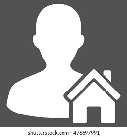 Home User icon. Vector style is flat iconic symbol, white color, gray background.