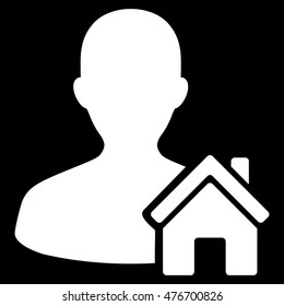 Home User icon. Vector style is flat iconic symbol, white color, black background.