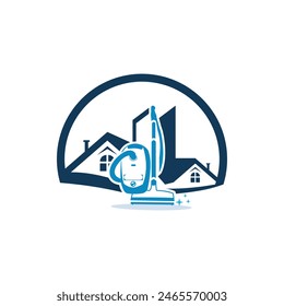 Vector del logotipo del hogar y de la aspiradora, conveniente para el servicio de la limpieza, el mantenimiento, la construcción o negocios relacionados del logotipo.
