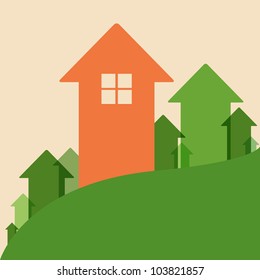 Home Value, House Values And Prices Up, Vector Illustration